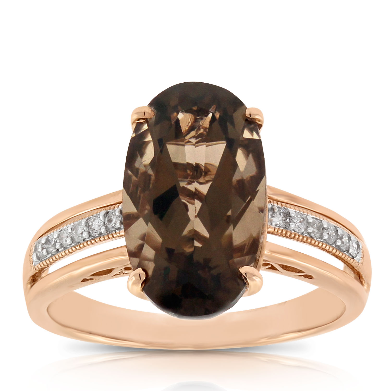 Rose Gold Oval Smoky Quartz And Diamond Ring 14k Ben Bridge Jeweler
