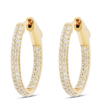 17mm Inside Out Diamond Hoops, 14K Yellow Gold | Ben Bridge Jeweler