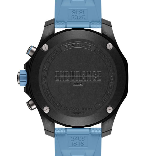 Breitling Endurance Pro Black Dial Turquoise Rubber Strap Watch. 38mm