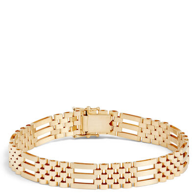 Toscano Gents 8.5-Inch Link Bracelet, 14K Yellow Gold