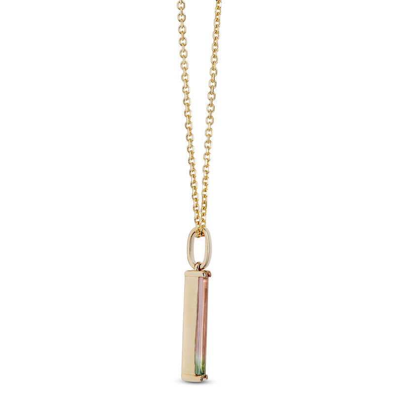 Bi-Colored Tourmaline Pendant Necklace, 14K Yellow Gold image number 1