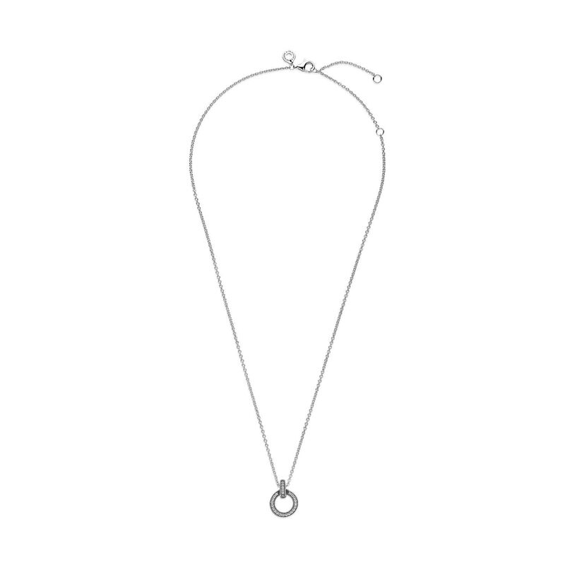 Pandora Double Circle CZ Pendant & Necklace image number 2