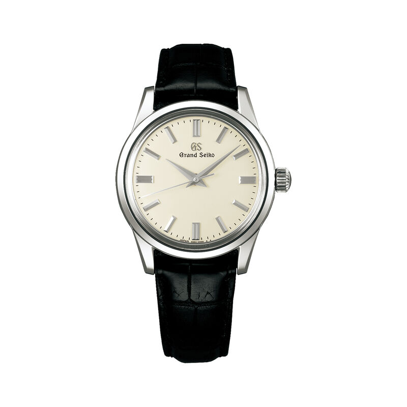 Grand Seiko Elegance Collection Watch Cream Dial Black Leather Strap, 37.3mm image number 1