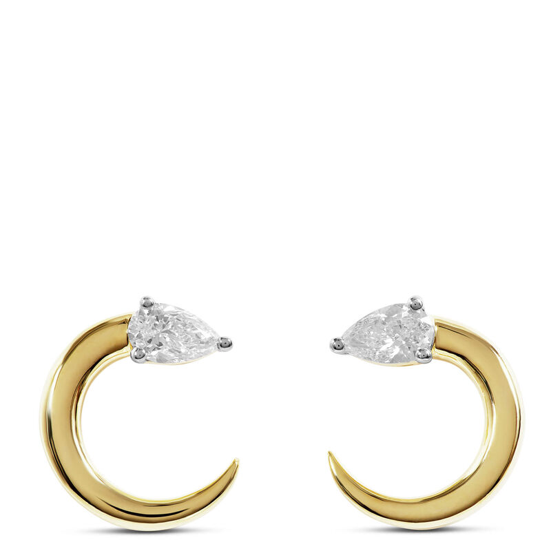 Pear Shaped Diamond Curl Earrings, 18K Yellow Gold image number 0