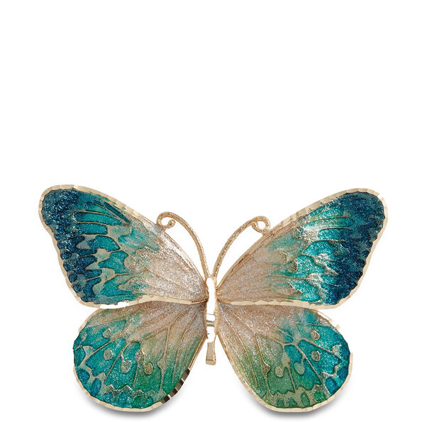 Toscano Blue & Green Enamel Butterfly Pin 14K
