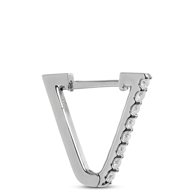 Triangle Diamond Hoop Earrings, White Gold image number 1