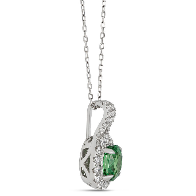 Oval Tsavorite and Diamond Pendant, 14K White Gold image number 2