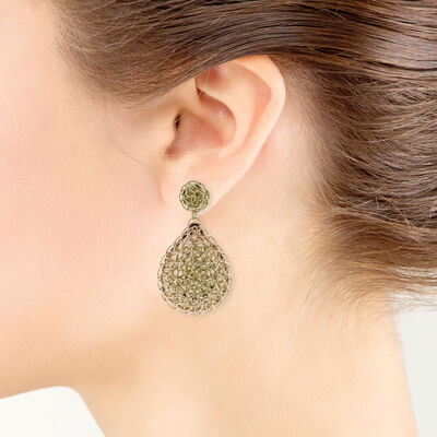 Toscano Two-Tone Woven Pear Drop Earrngs 14K