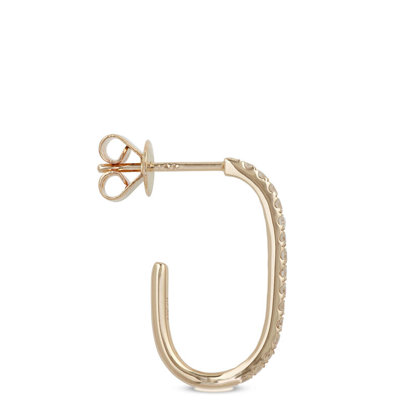 Oval Diamond Hoop Earrings, 14K Yellow Gold image number 1