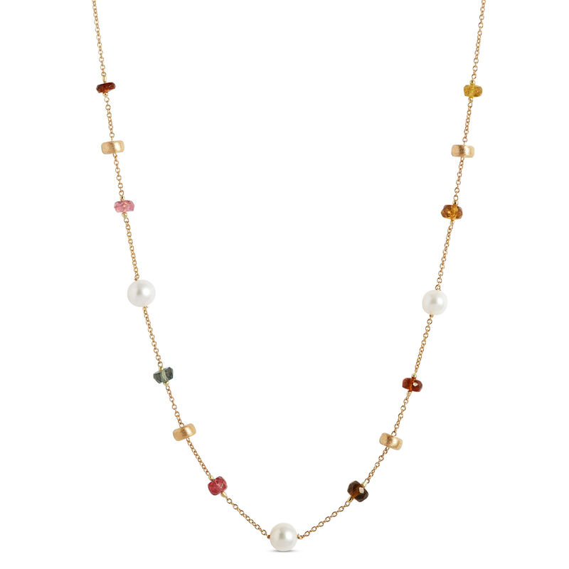 Toscano 18-Inch Multicolored Gemstone Bead Necklace, 14K Yellow Gold image number 0