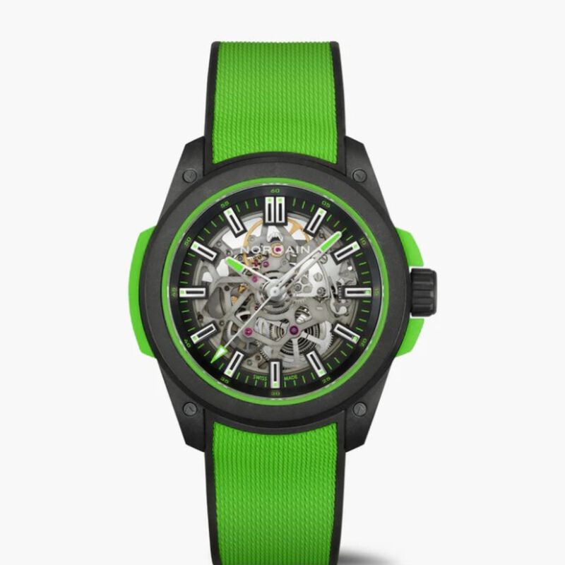 Norqain Wild One Gecko Green Skeleton Dial Rubber Strap Watch, 42mm image number 0