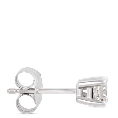 Princess Cut Diamond Studs, 14K White Gold