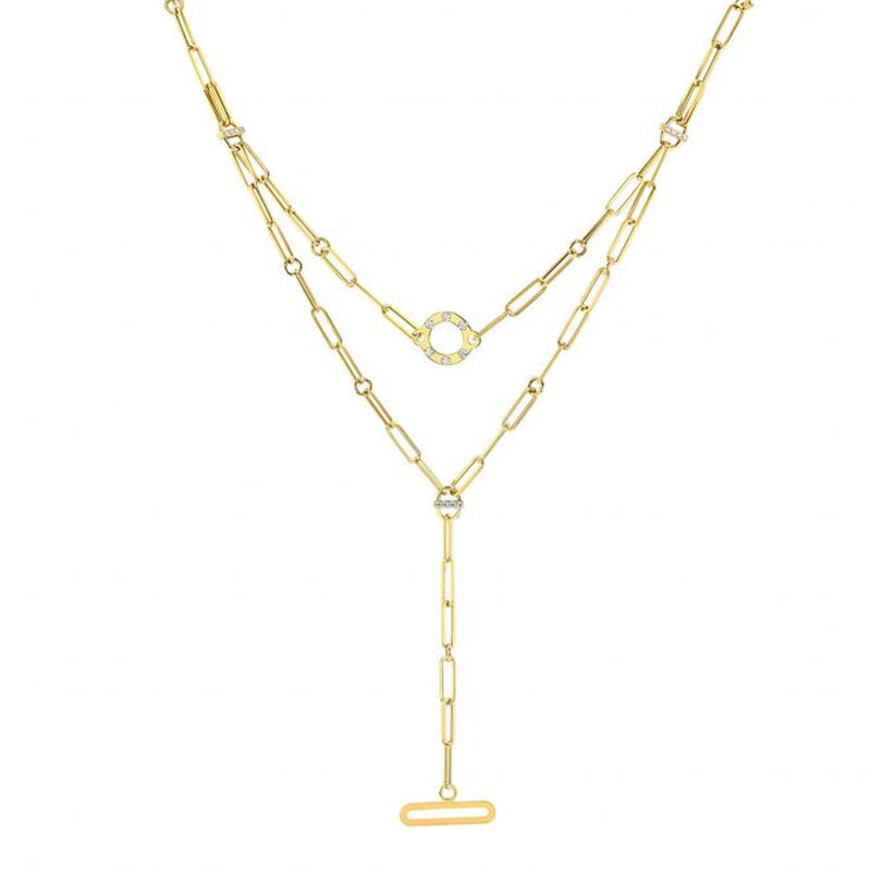 Roberto Coin Venetian Princess Layered Diamond Necklace 18K Yellow Gold, 16 Inches image number 0
