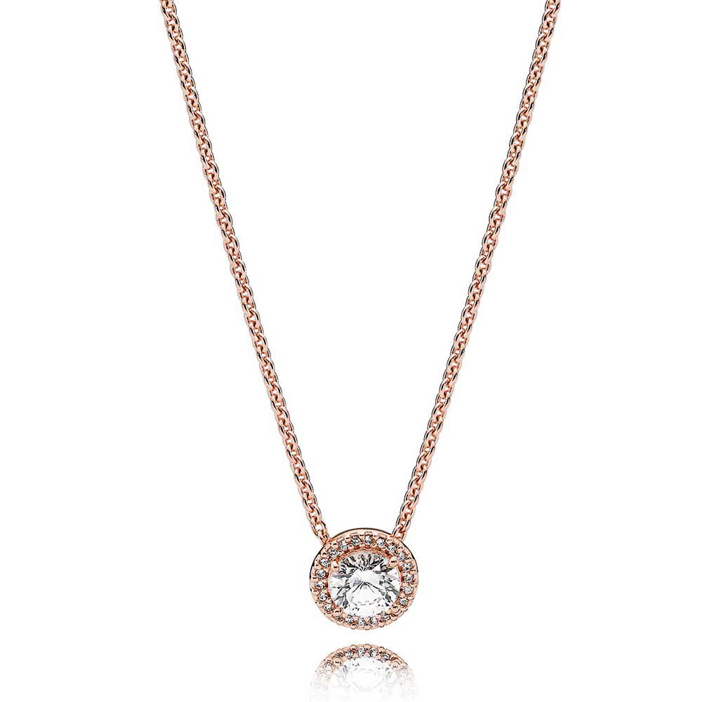 Round sparkle deals halo necklace pandora