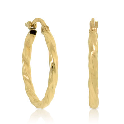 Twisted Hoop Earrings 14K