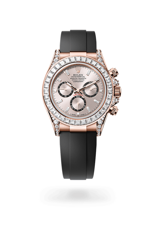 rolex cosmograph daytona in 18 kt everose gold with lugs set
                with diamonds, m126535tbr-0002 - ben bridge