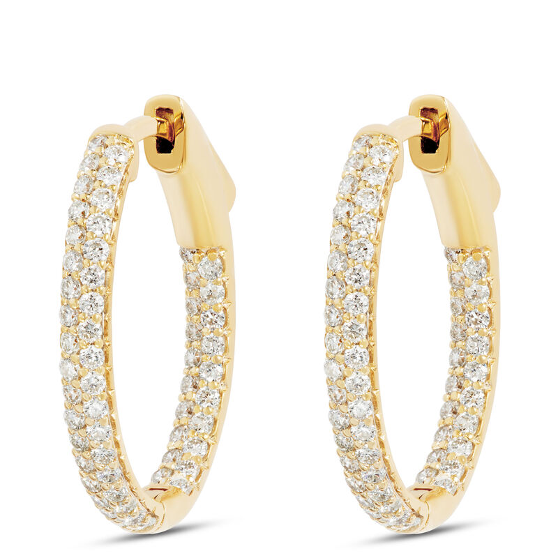 17mm Inside Out Diamond Hoops, 14K Yellow Gold image number 0