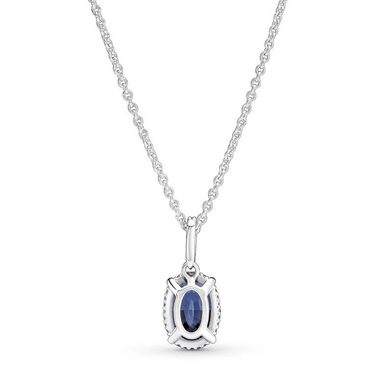 Pandora Sparkling Blue Crystal Statement Halo CZ Pendant Necklace image number 1