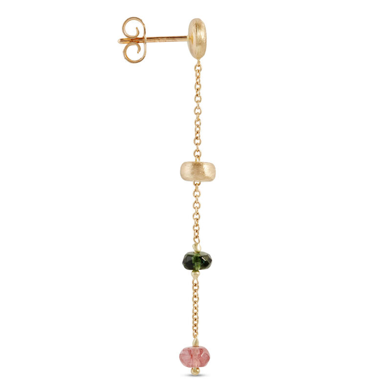 Toscano Tourmaline Gemstone and Colorful Bead Drop Earrings, 14K Yellow Gold image number 1