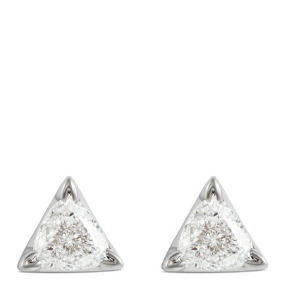 Solitaire Trillion Diamond Earrings, 14K Yellow Gold