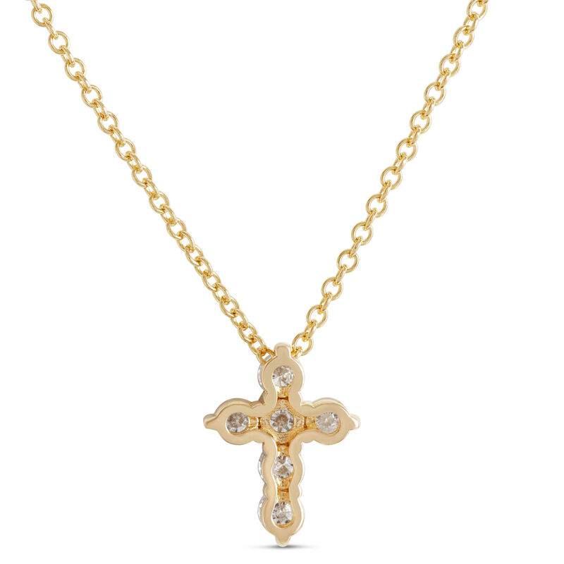 Diamond Cross Pendant, 14K Yellow Gold image number 2