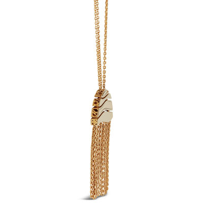 Toscano Double Chain Half Moon Fringe Necklace 14K