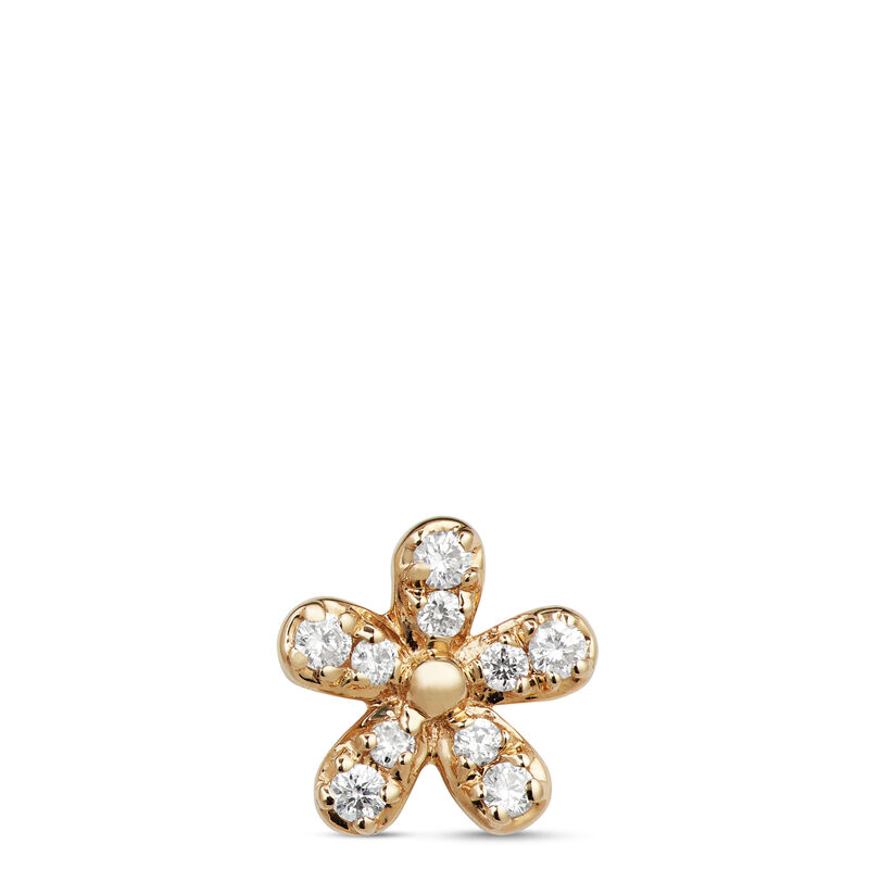 Diamond Flower Single Stud Earring, 14K Yellow Gold image number 0