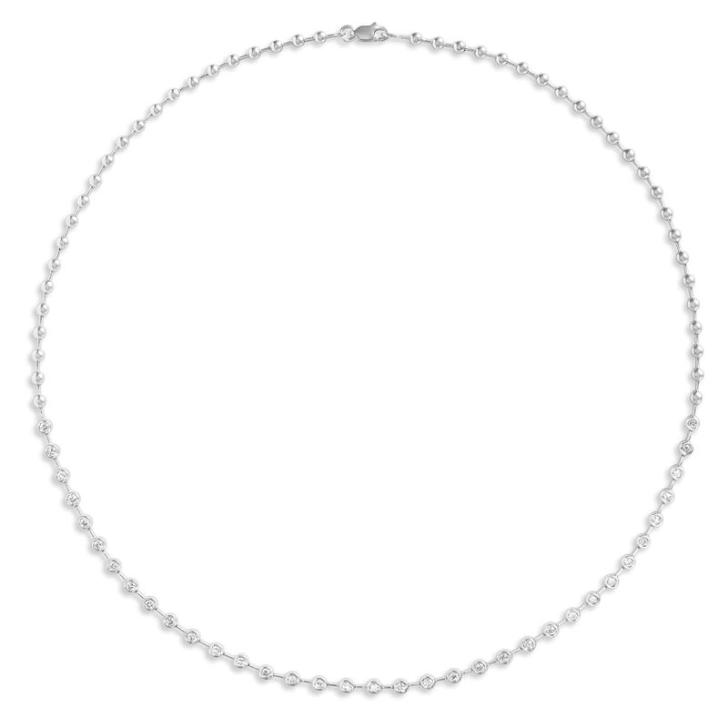 17-Inch Bezel Set Diamond Station Necklace, 14K White Gold image number 0