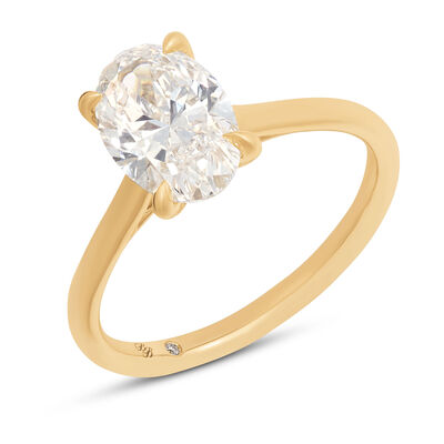 Bella Ponte Oval Solitaire Diamond Engagement Ring, 14K Yellow Gold