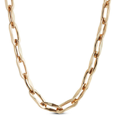 Toscano Oval Flat Links Neck Chain, 14K Yellow Gold