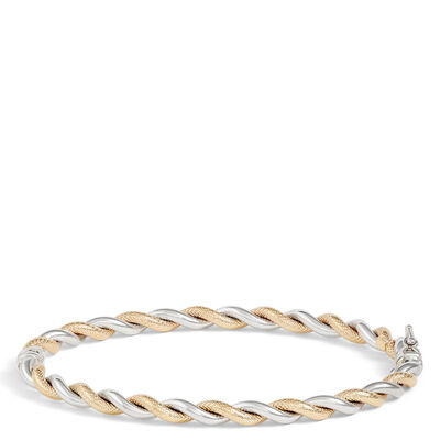 Toscano Twisted Bangle Bracelet, 14K White and Yellow Gold