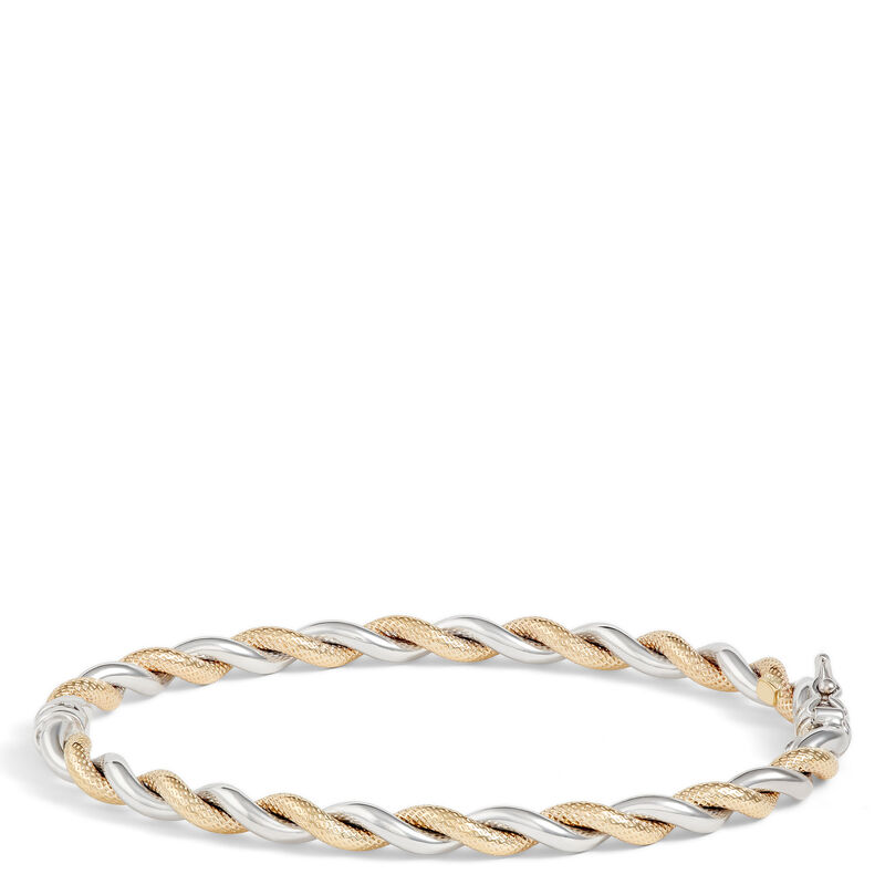 Toscano Twisted Bangle Bracelet, 14K White and Yellow Gold image number 0