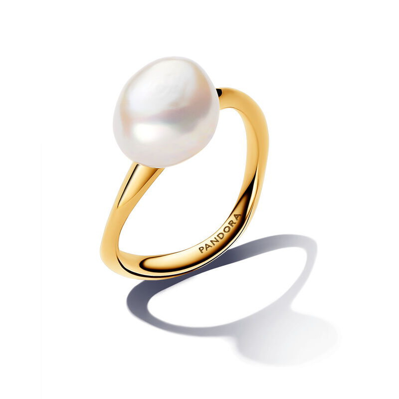 Pandora Essence Baroque treated freshwater cultured pearl 14k Gold-plated ring image number 0