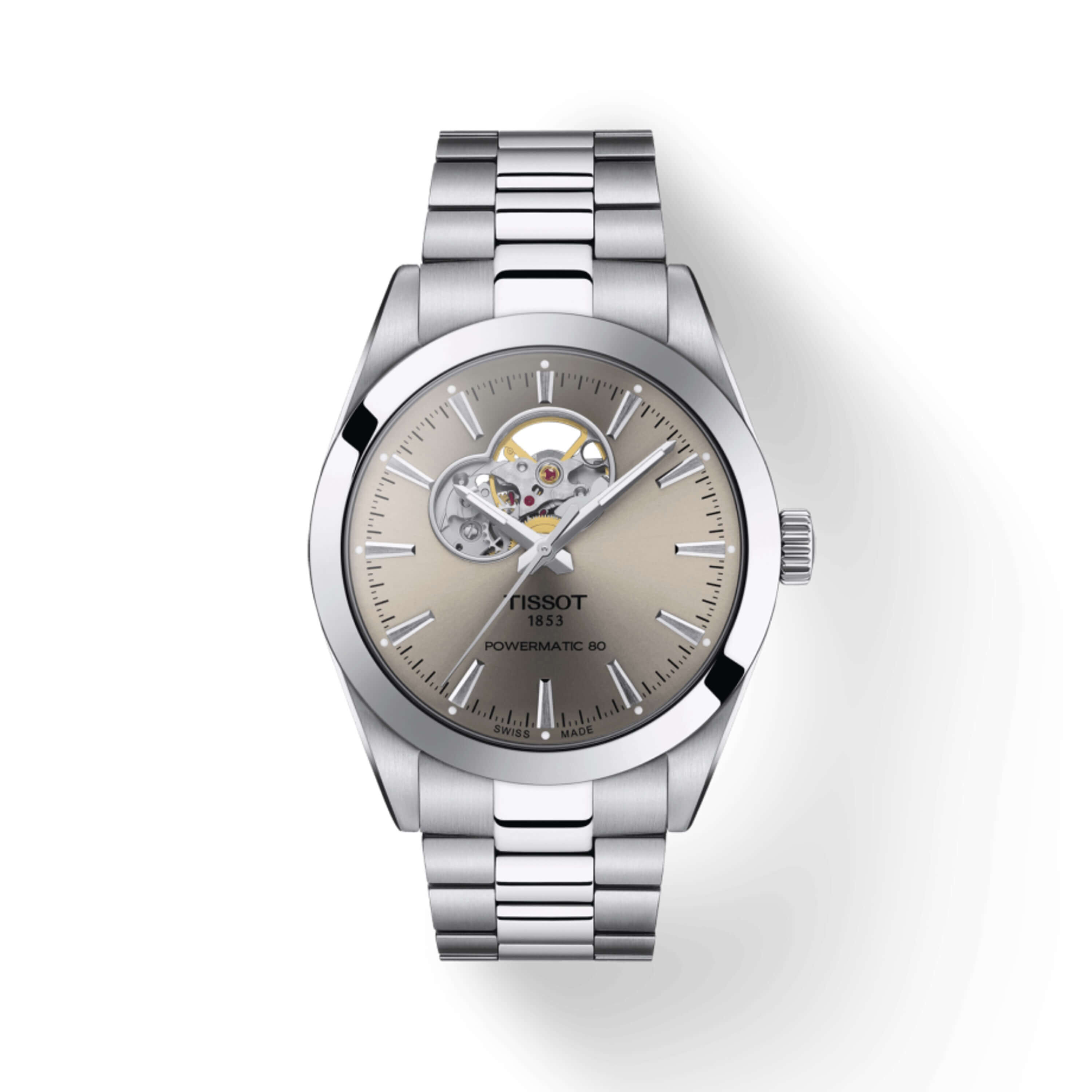 Tissot Gentleman Powermatic 80 Watch Steel Case Rhodium Dial