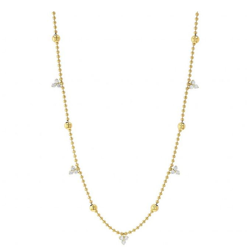 Roberto Coin Love By The Inch 18K Yellow Gold Diamond Station Necklace, 18