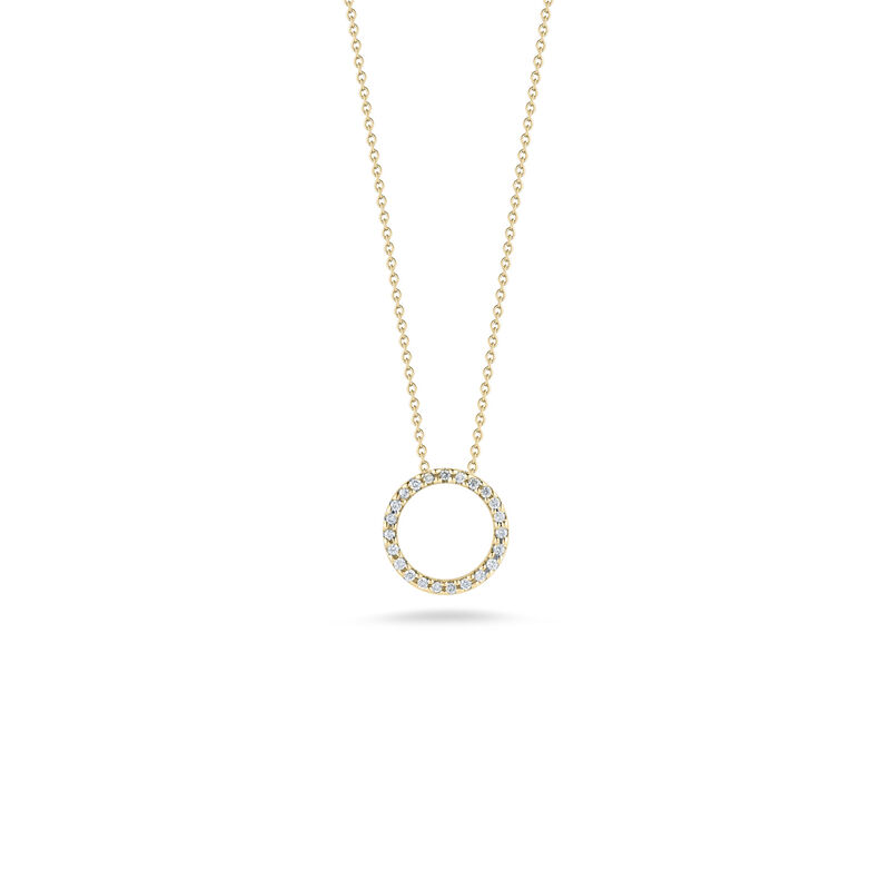 Roberto Coin Tiny Treasures Small Diamond Circle Necklace 18K Yellow Gold, 18 Inches. image number 0