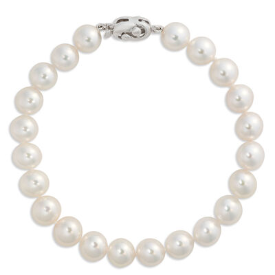 7-Inch Akoya Pearl Bracelet, 18K White Gold With 7 x 7.5mm Pearls