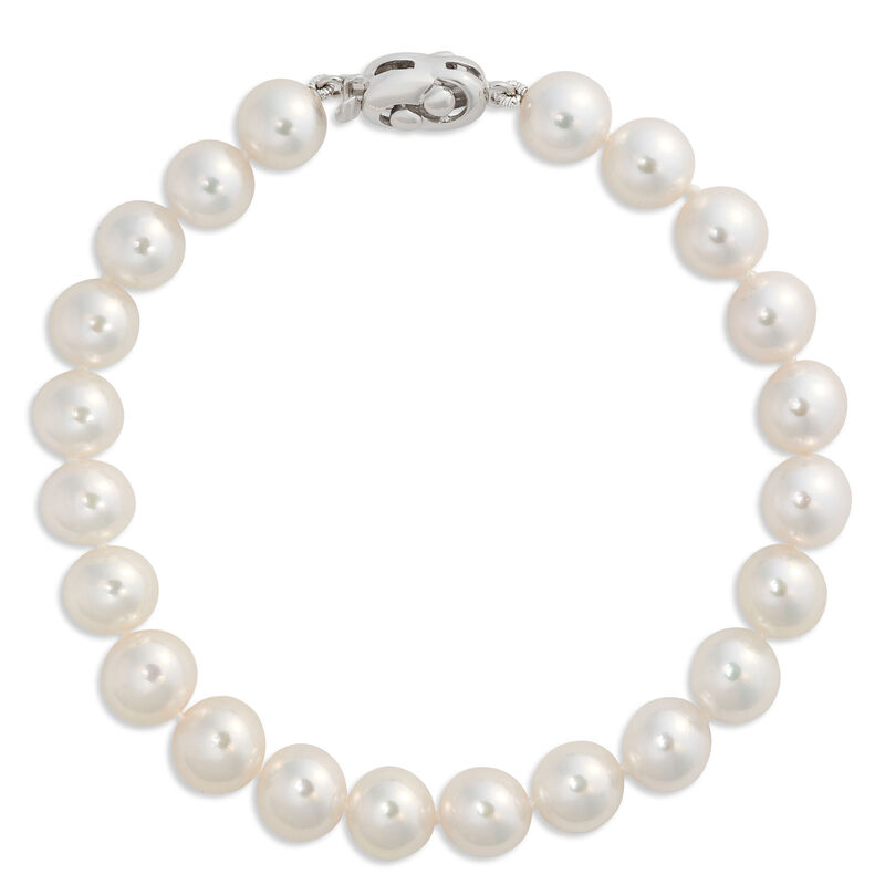 7-Inch Akoya Pearl Bracelet, 18K White Gold With 7 x 7.5mm Pearls image number 0