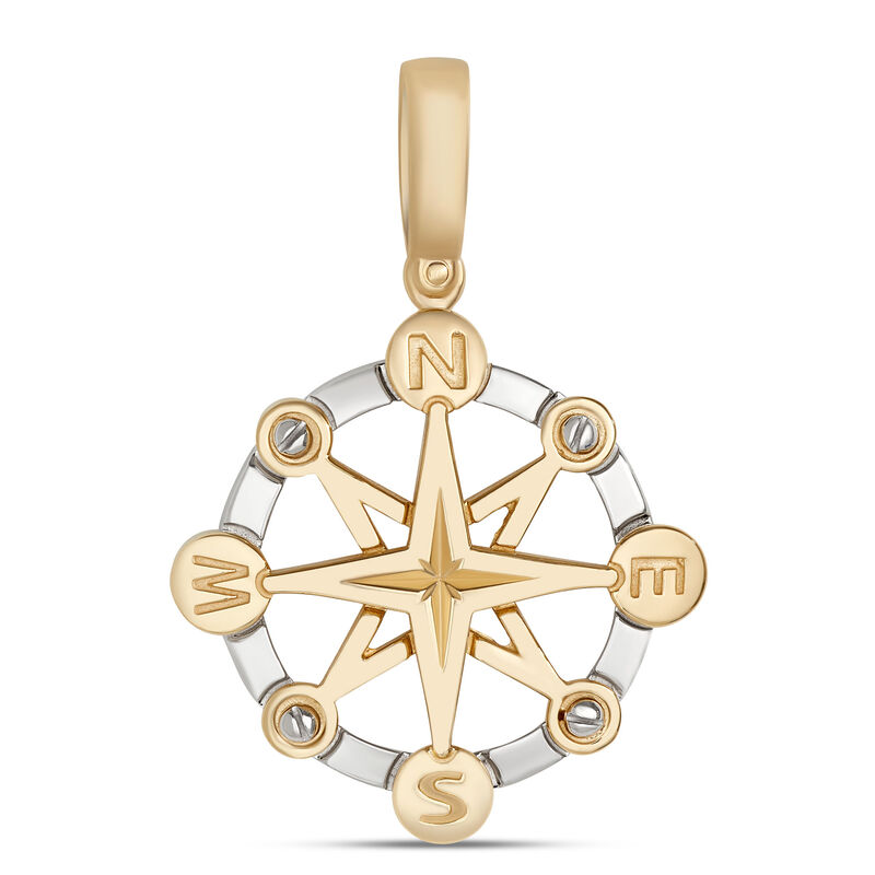 Toscano Compass Pendant, 14K White and Yellow Gold image number 0