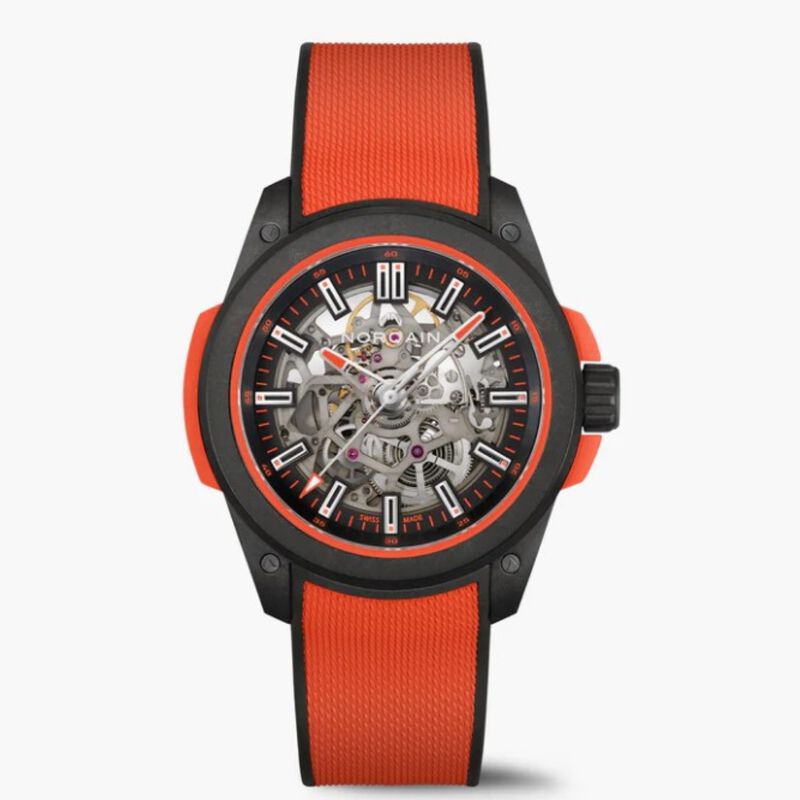 Norqain Wild One Skeleton Dial Coral Red Rubber Strap Watch, 42mm image number 0