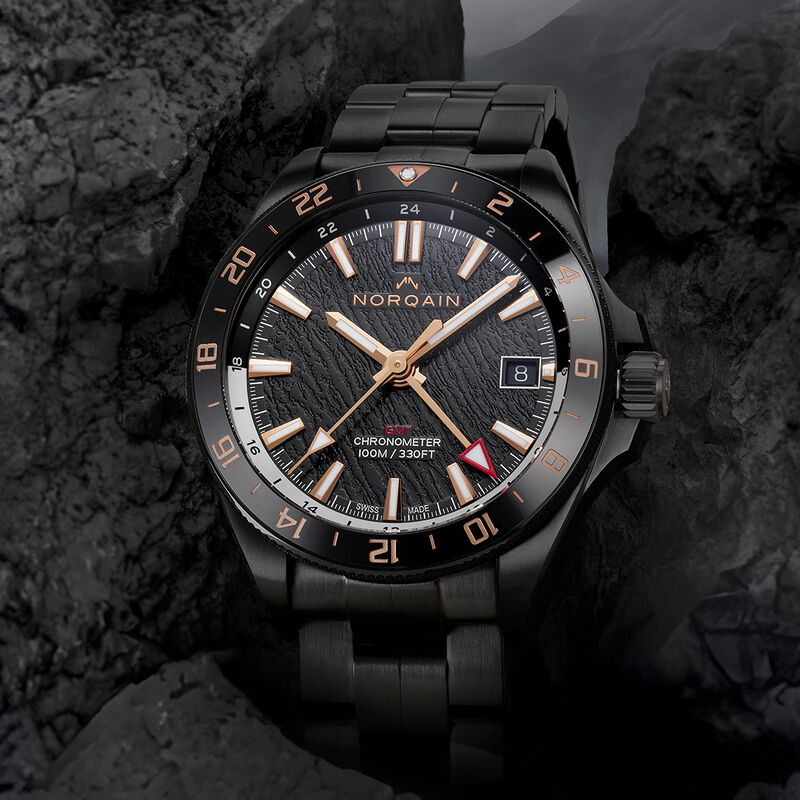 Norqain Neverest GMT GLacier Black Dial  DLC Steel Bracelet Watch, 41mm image number 2