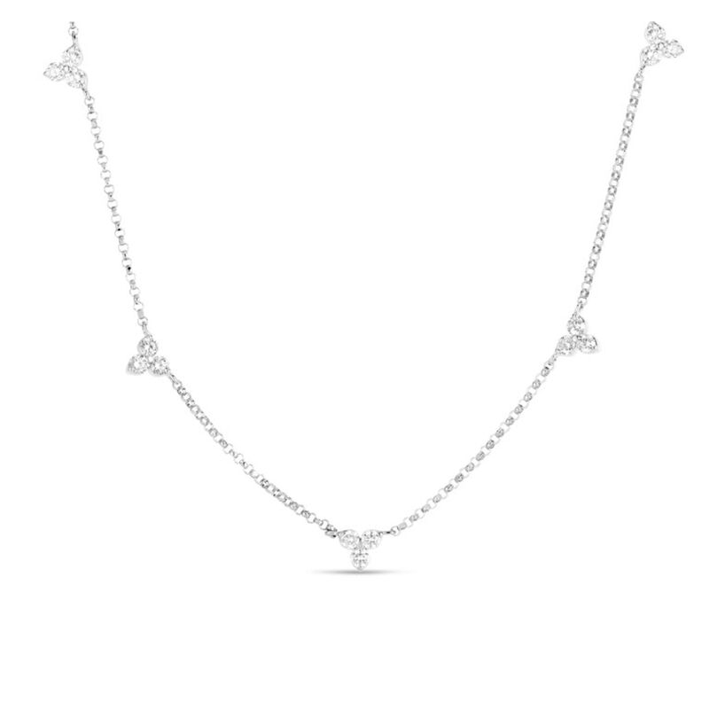 Roberto Coin Diamonds By The Inch 5 Station Flower Necklace 18K White Gold, 17" image number 0