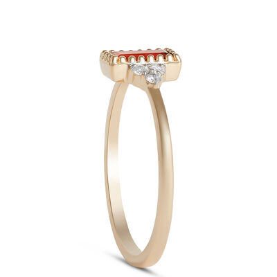 Emerald Cut Garnet and Diamond Ring, 14K Yellow Gold