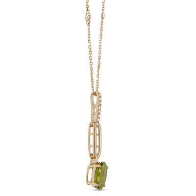 Oval Peridot Pendant Necklace, 14K Yellow Gold