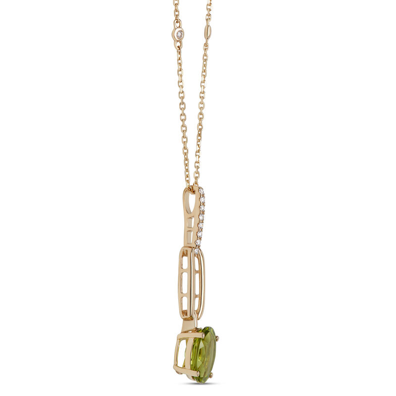 Oval Peridot Pendant Necklace, 14K Yellow Gold image number 1