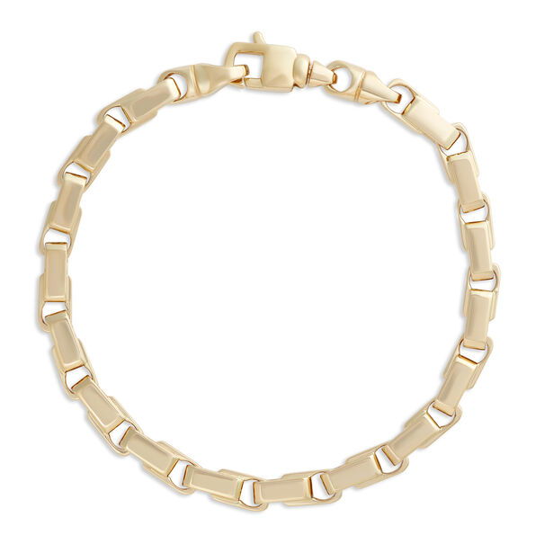 Toscano 8.5-Inch Gents Rectangle Link Bracelet, 14k Yellow Gold
