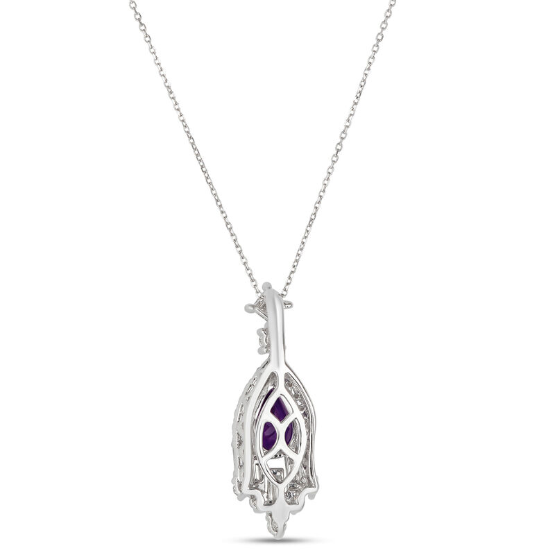 Pear Amethyst and Diamond Pendant, 14K White Gold image number 1