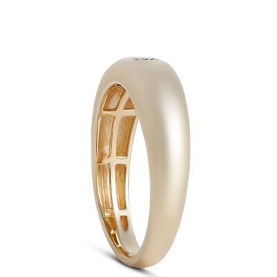 Flush Set Oval Diamond Ring, 14K Yellow Gold