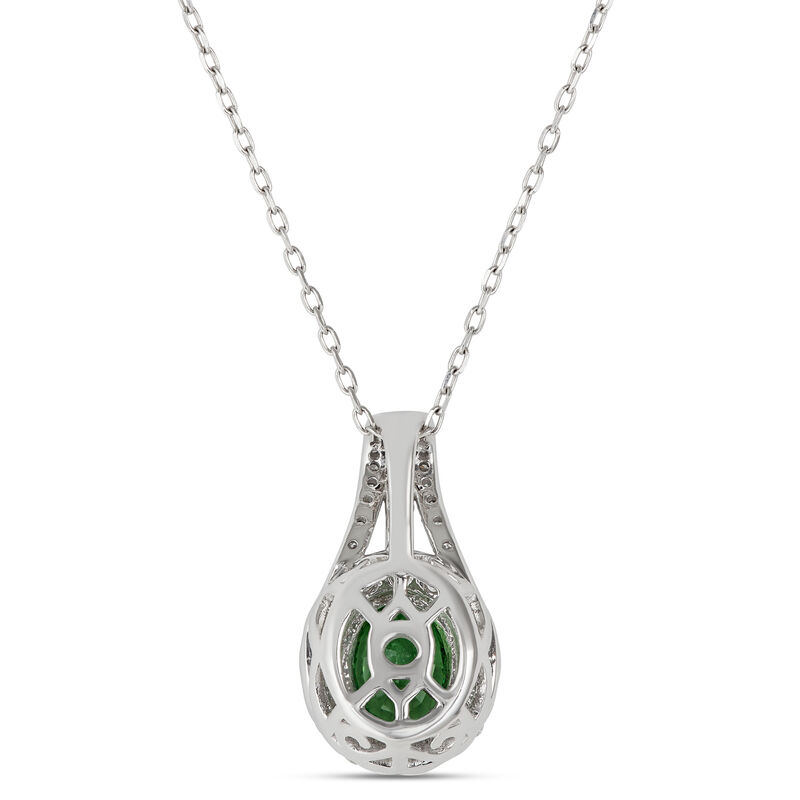 Oval Tsavorite and Diamond Pendant, 14K White Gold image number 1