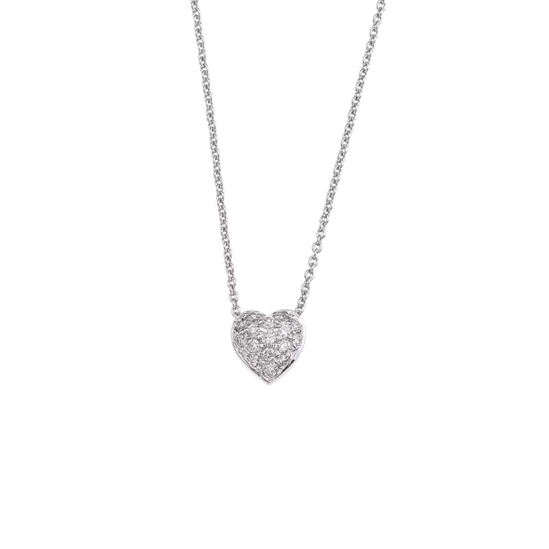 Roberto Coin Tiny Treasures Diamond Puffed Heart Necklace, 18K White Gold image number 1